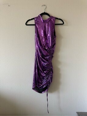 Bear Dance Metallic Purple Asymmetrical Ruched Dress